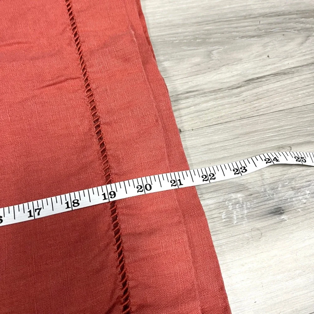 Pottery Barn 4‎ Pc. Square Terracotta 100% Linen Hemstitch Placemats 22
